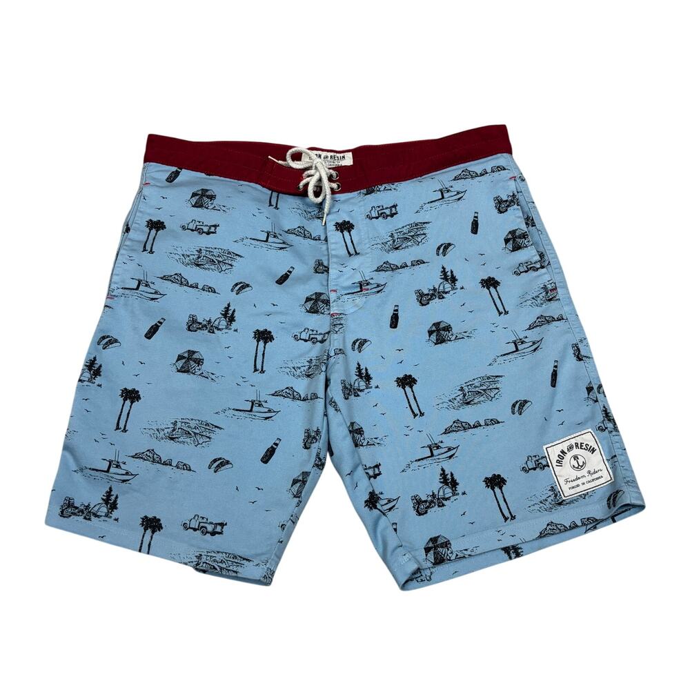 Iron and Resin 8.5" Board Shorts Swim Trunks Men's 34 Made in USA